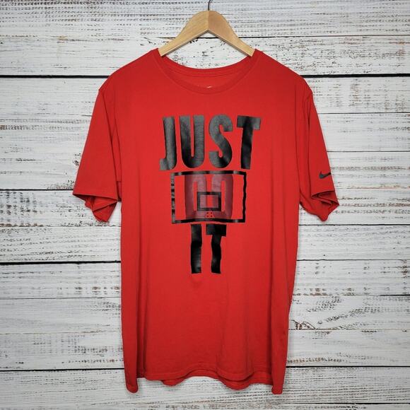 Nike Dri-Fit Just Do It Basketball Graphic Red Short Sleeve Tee | XL - Picture 1 of 5